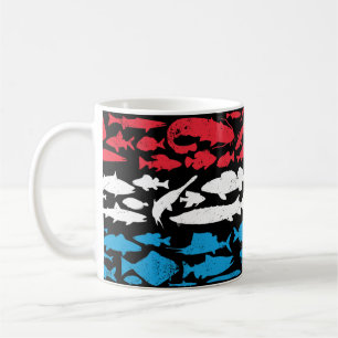 Taza De Café Bandera luxemburguesa hecha de pescado - Diseño pe