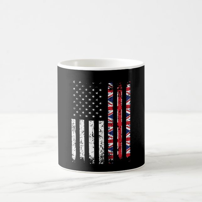 Taza De Café Bandera media americana británica Gran Bretaña Est (Centro)