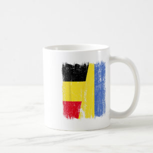 Taza De Café Bandera media Bélgica Ucrania Herencia belga ucran