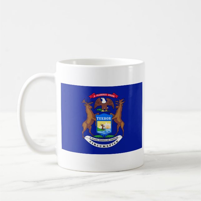 Taza De Café Bandera Michigan + Mapa Mug (Izquierda)