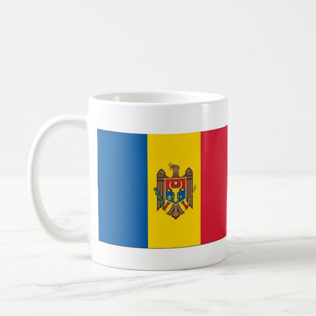 Taza De Café Bandera moldava y himno nombran cerdo (Izquierda)