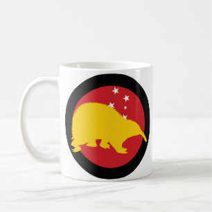 Taza De Café Bandera nacional animal de Papúa Echidna Papuan