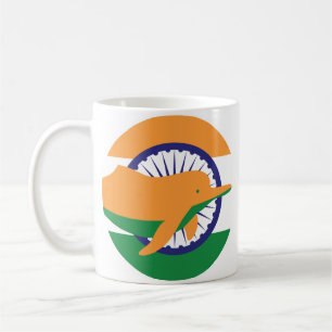 Taza De Café Bandera nacional animal del delfín del río India