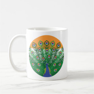 Taza De Café Bandera nacional animal Peafowly de India