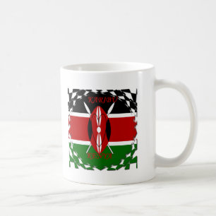 Taza De Café Bandera nacional de la República de Kenia Ar verde