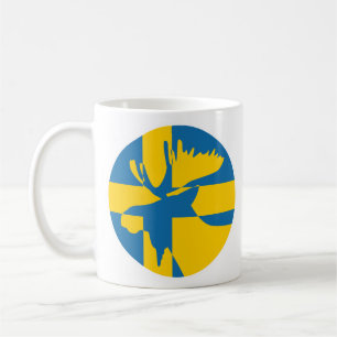 Taza De Café Bandera nacional sueca de Suecia Moose