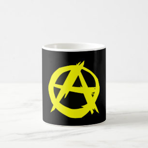 Taza De Café Bandera negra y amarilla del capitalismo de