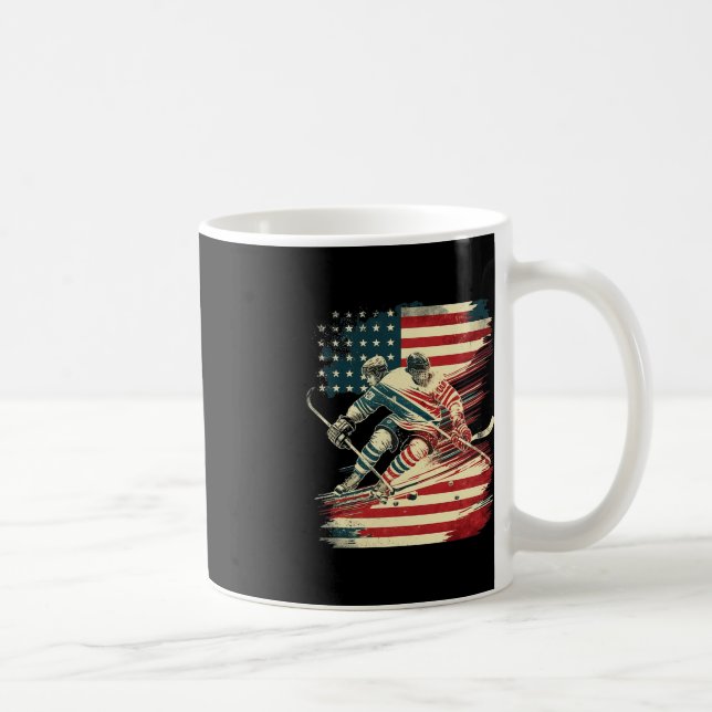 Taza De Café Bandera norteamericana de hockey Estados Unidos Pa (Derecha)