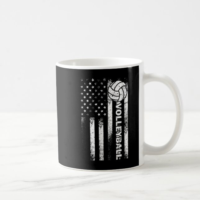 Taza De Café Bandera norteamericana de voleibol Fun EEUU Patrió (Derecha)