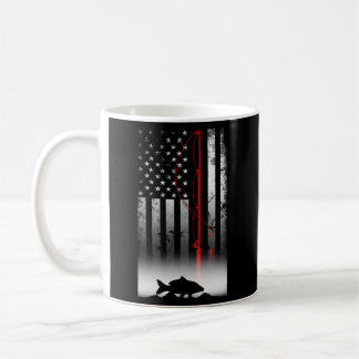 Taza De Café Bandera Norteamericana Del Polo De Pesca Para Pesc