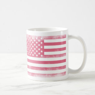 Taza De Café Bandera norteamericana rosada de moda