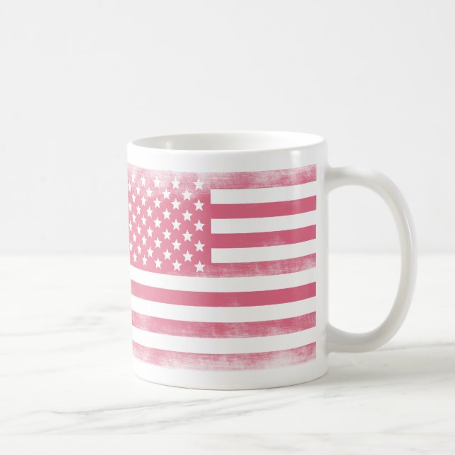 Taza De Café Bandera norteamericana rosada de moda (Derecha)