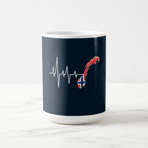 Taza De Café Bandera noruega bandera de Noruega latido del cora