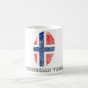 Taza De Café Bandera noruega de la huella dactilar del tacto