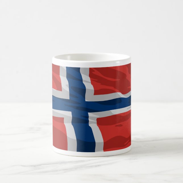 Taza De Café Bandera Noruega Rojo Y Azul (Centro)
