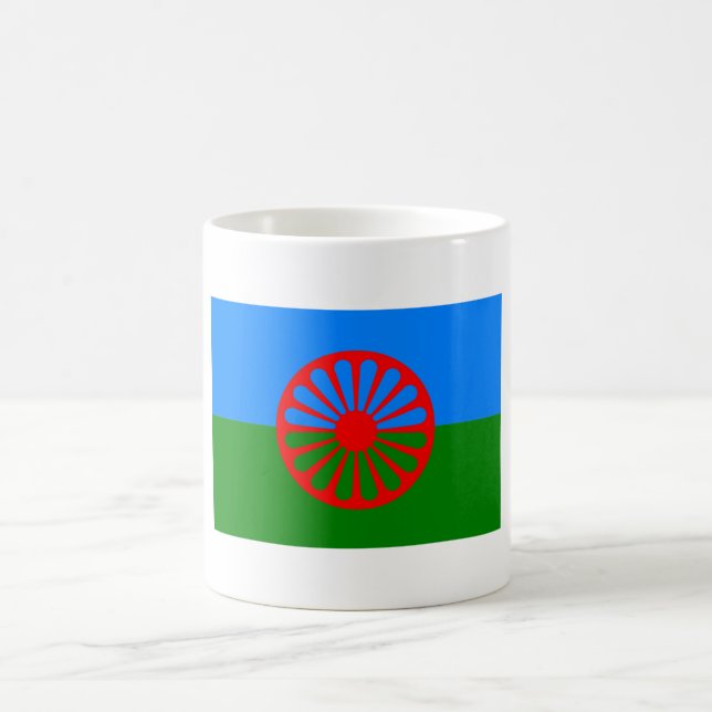 Taza De Café Bandera oficial del gitano del Romany (Centro)