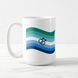 Taza De Café Bandera Ondulada de Orgullo de Amor Gay Masculino