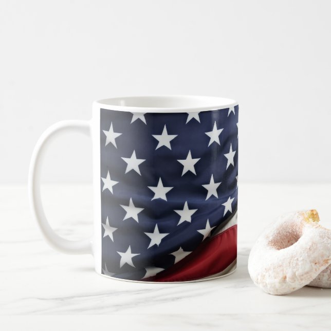 Taza De Café 'Bandera Orgullosa de Estados Unidos cerámica Mug (Con donut)