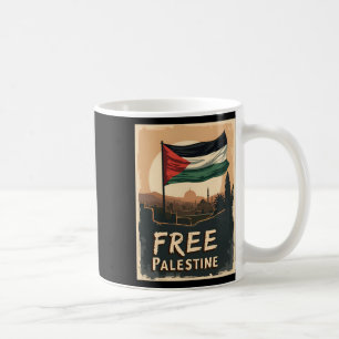 Taza De Café Bandera Palestina Libre con Paleta Dorada