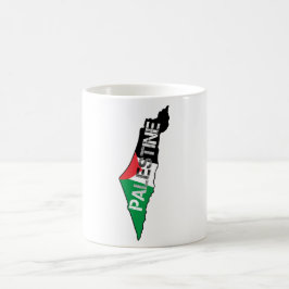 Taza De Café Bandera Palestina Libre en el mapa de Palestina