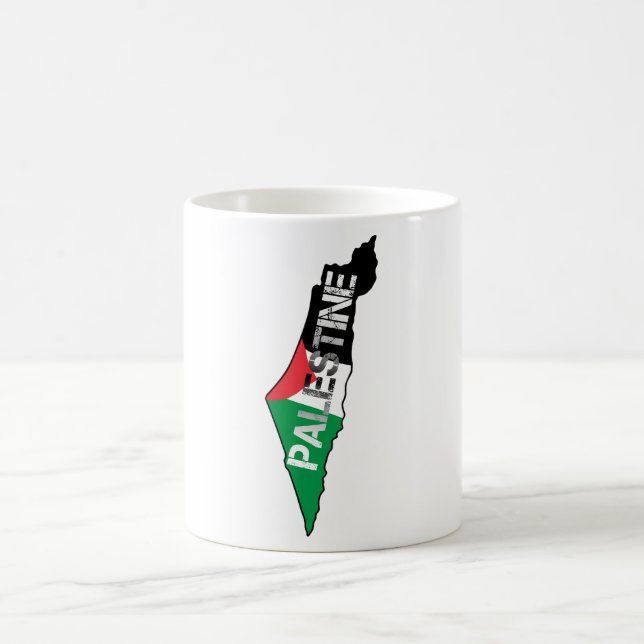 Taza De Café Bandera Palestina Libre en el mapa de Palestina (Centro)
