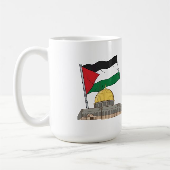 Taza De Café Bandera palestina sobre la Cúpula de la Mezquita d (Izquierda)