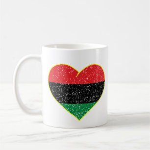 Taza De Café bandera panafricana corazón Afro Americano histori