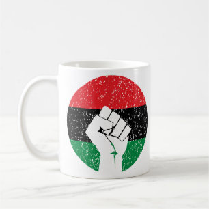 Taza De Café Bandera panafricana Puño, historia negra afroameri