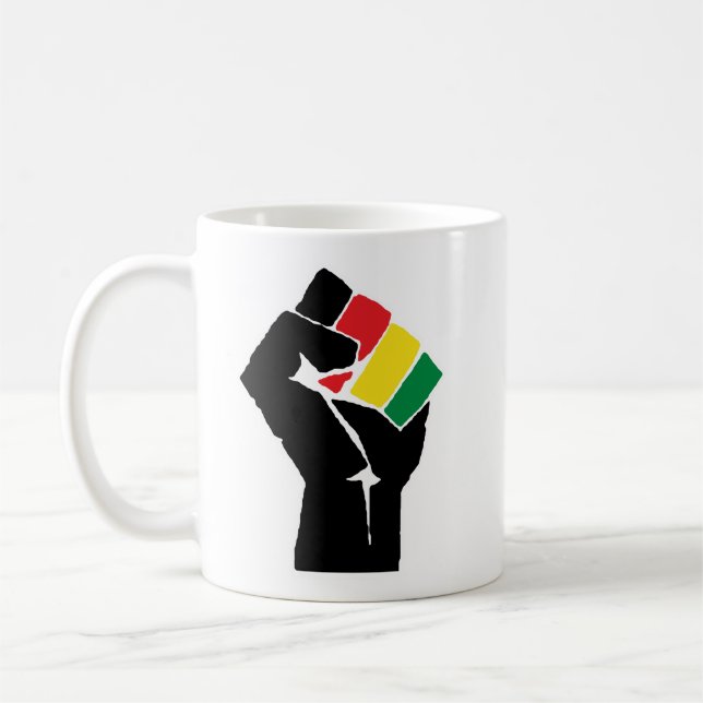 Taza De Café Bandera panafricana Puño, historia negra afroameri (Izquierda)