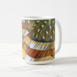 Taza De Café Bandera Patriótica Americana Antiqued Mug