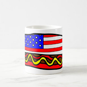 Taza De Café Bandera Patriótica Americana Perro caliente