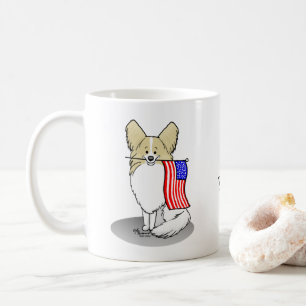 Taza De Café Bandera Patriótica Americana USA Papillon (limón)