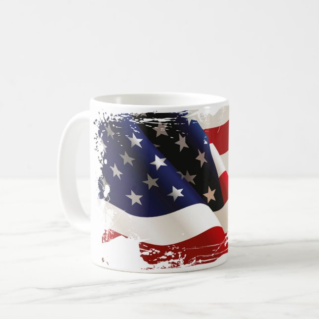 Taza De Café Bandera Patriótica Café Mug (Anverso izquierdo)