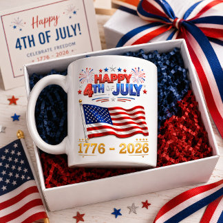 Taza De Café Bandera Patriótica de Fuegos Artificiales del 4 de