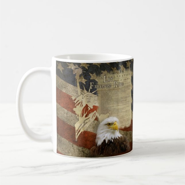 Taza De Café Bandera patriótica de la independencia de la (Izquierda)