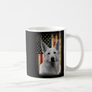 Taza De Café Bandera Patriótica de Pastor Alemán Blanco America