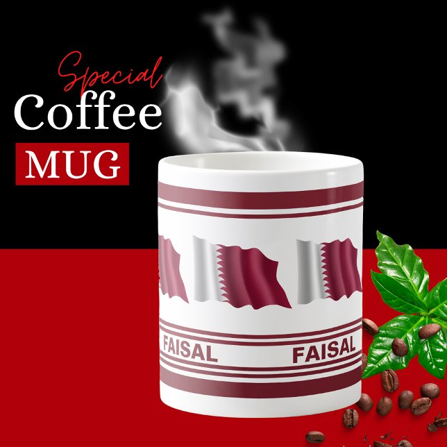 Taza De Café Bandera patriótica de Qatar personalizada (Subido por el creador)