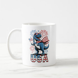 Taza De Café Bandera Patriótica Estadounidense 4 de Julio Dinos