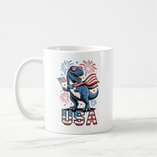 Taza De Café Bandera Patriótica Estadounidense 4 de Julio Dinos