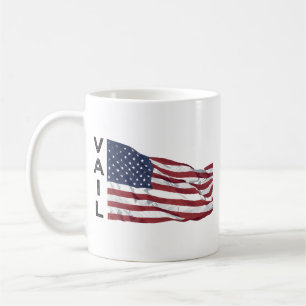 Taza De Café Bandera Patriótica Estadounidense de Montaña Vail 