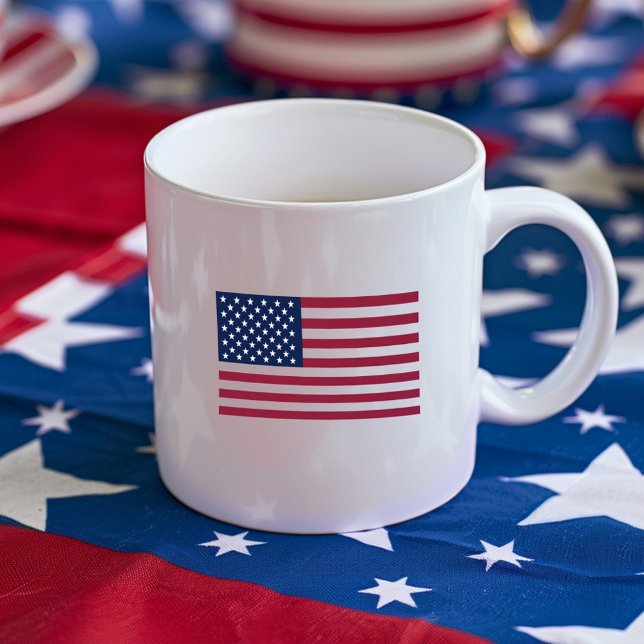 Taza De Café Bandera Patriótica Norteamericana Estrellas Y Raya (Stars And Stripes Patriotic American Flag July 4 Coffee Mug)