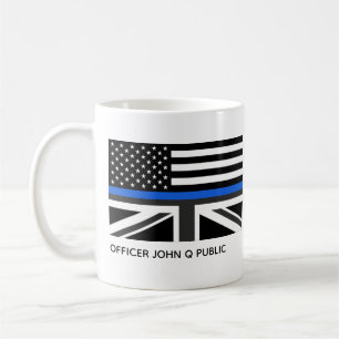 Taza De Café Bandera personalizada de la línea delgada azul de