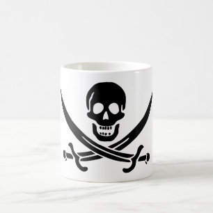 Taza De Café Bandera Pirata Calavera Espadas Cruzadas