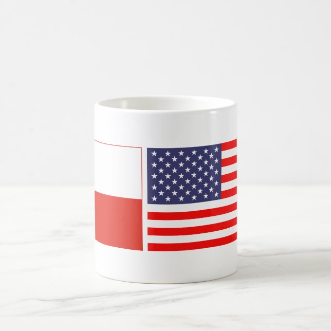 Taza De Café Bandera polaca americana de café tazón (Centro)
