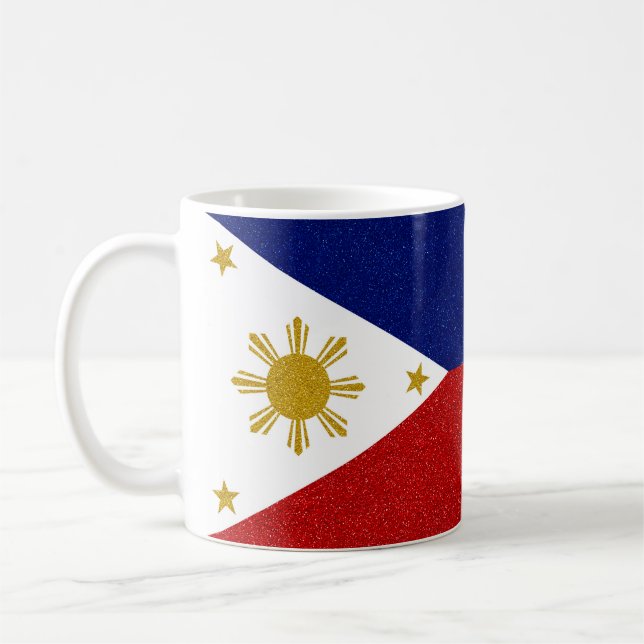 Taza De Café Bandera Purpurina filipina de envoltura completa (Izquierda)