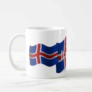 Taza De Café Bandera que agita de Islandia