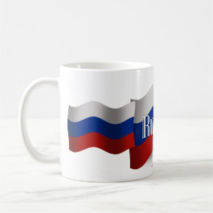 Taza De Café Bandera que agita de Rusia