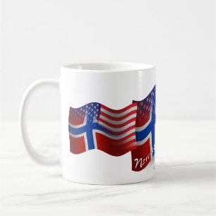 Taza De Café Bandera que agita Noruego-Americana