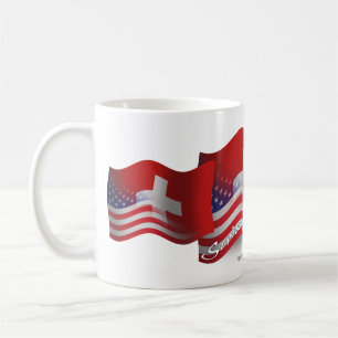 Taza De Café Bandera que agita Suizo-Americana