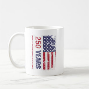 Taza De Café Bandera Retro América 250 Años Aniversario 250